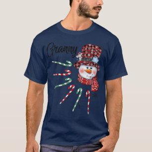 Snowman Granny Candy Cane Red Plaid Christmas Gift T-Shirt