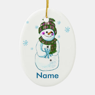 Snowman Granny Ceramic Tree Decoration