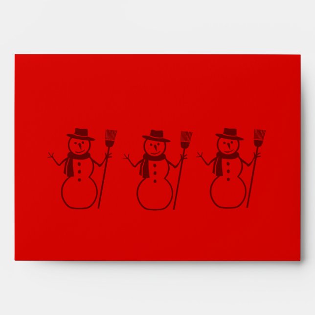 snowman graphic design red christmas envelope (Front)