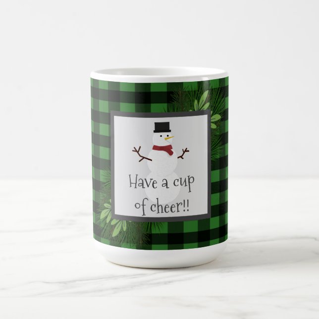 Snowman Green Buffalo Plaid Mug (Center)