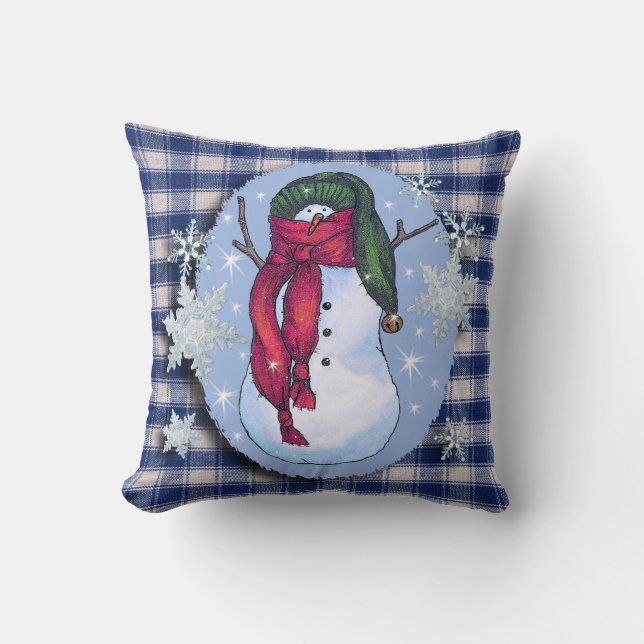 Snowman Green Hat Cushion (Front)