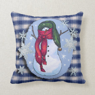 Snowman Green Hat Cushion