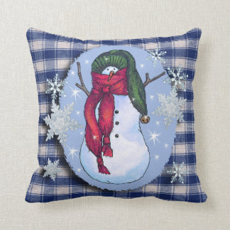 Snowman Green Hat Cushion