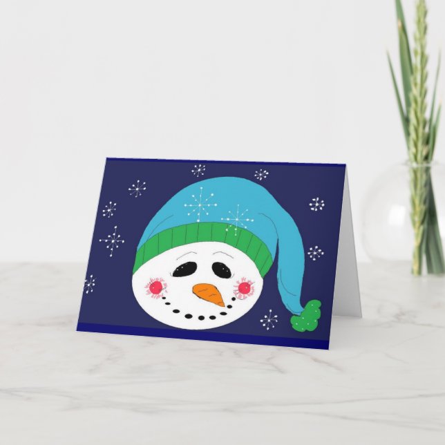 Snowman Greetings Holiday Card (Front)