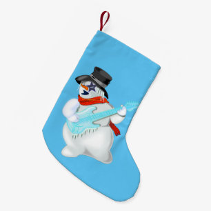 Snowman Guitar Player Christmas Stocking