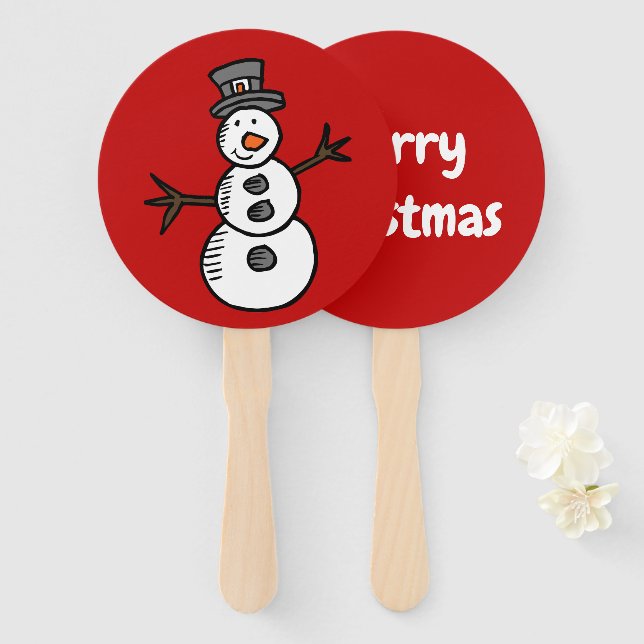 Snowman Hand Fan (Front and Back)