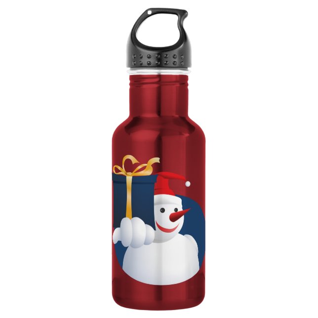 Snowman hands over gift... 532 ml water bottle (Front)