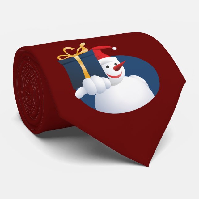 Snowman hands over gift... tie (Rolled)