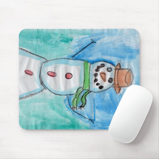 Snowman Happiness - Kids Art fo CHOC Mouse Mat (With Mouse)
