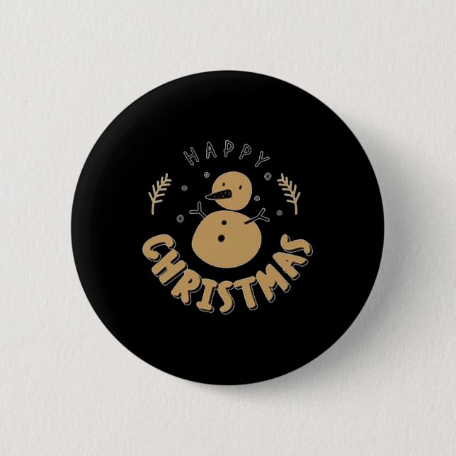 Snowman Happy Christmas T Shirt  6 Cm Round Badge (Front)