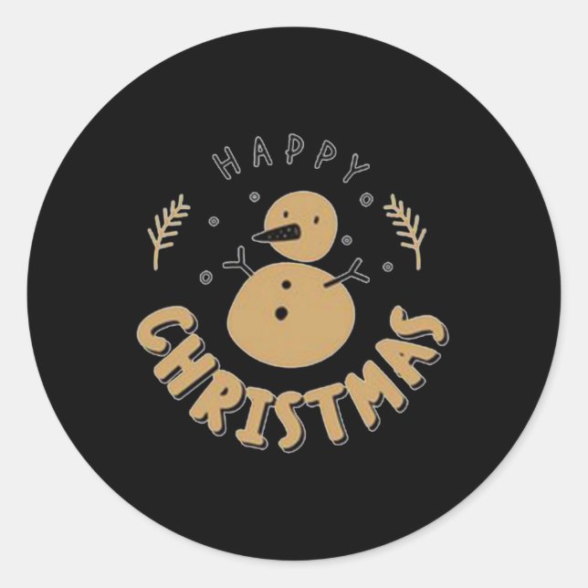 Snowman Happy Christmas T Shirt  Classic Round Sticker (Front)