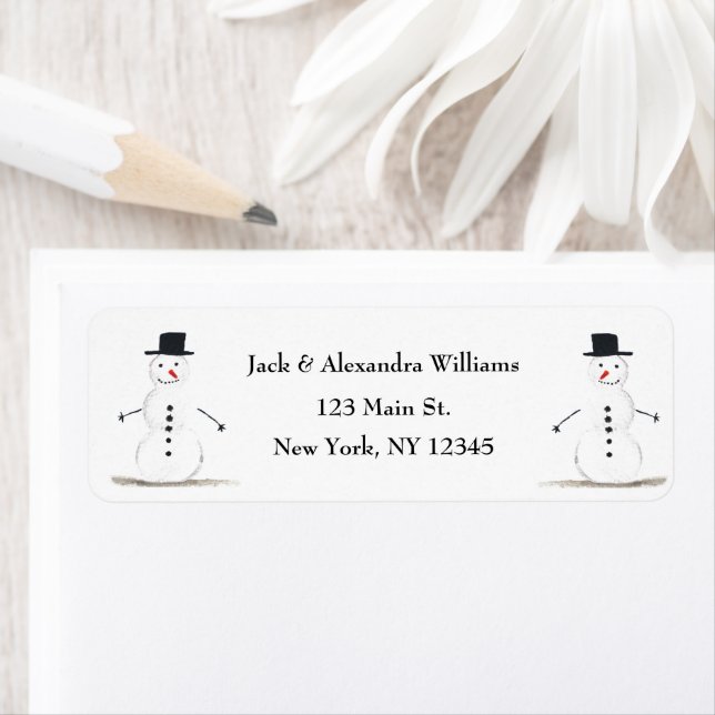 Snowman Happy Cute Winter Christmas Return Address (Insitu)