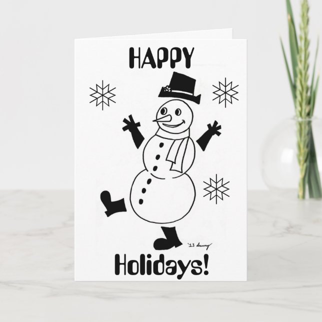 Snowman "HAPPY HOLIDAYS" Card (Front)