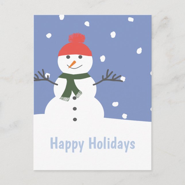 Snowman Happy Holidays Christmas  Holiday Postcard (Front)