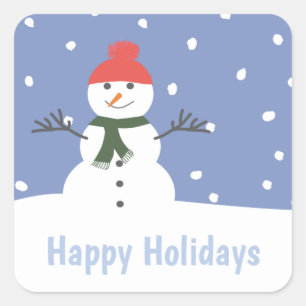 Snowman Happy Holidays Christmas   Square Sticker