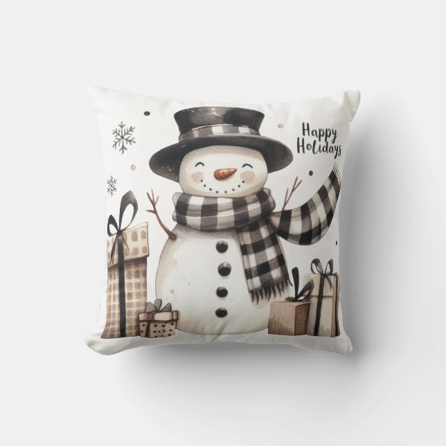 Snowman Happy Holidays Cushion (Front)