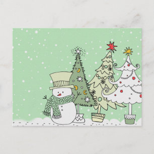 snowman happy holidays holiday postcard