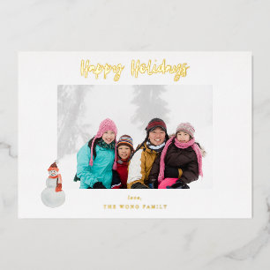 Snowman Happy Holidays Photo - White BK
