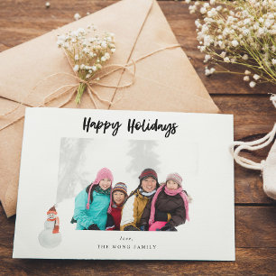Snowman Happy Holidays Photo - White BK