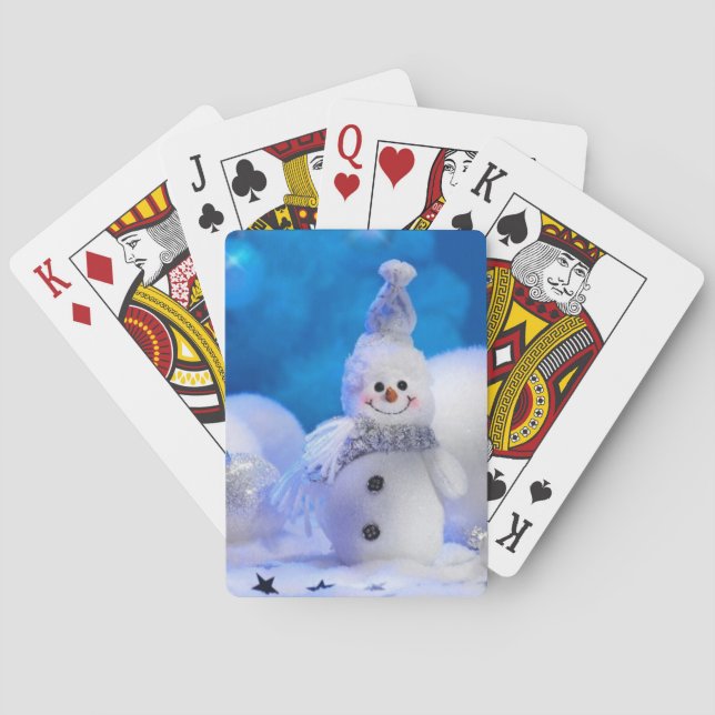 Snowman happy holidays playing cards (Back)