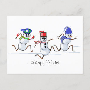 Snowman Happy Winter Holiday Postcard