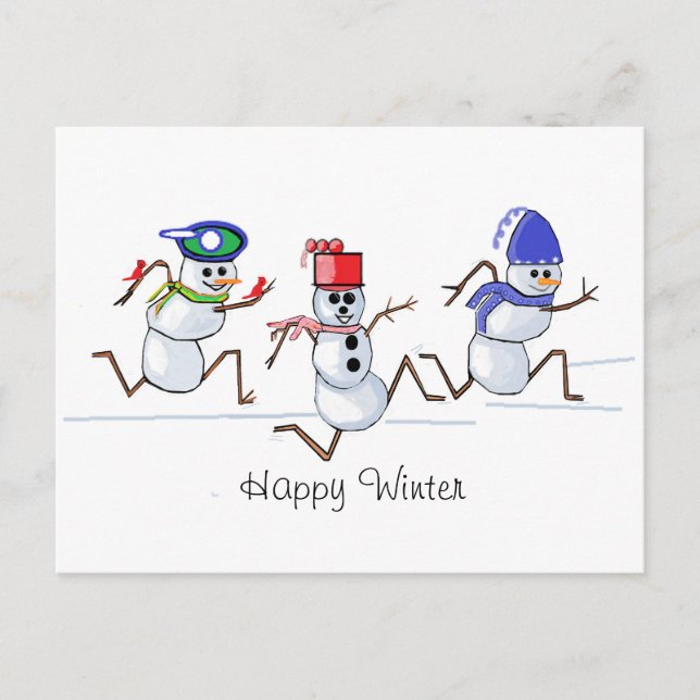 Snowman Happy Winter Holiday Postcard (Front)