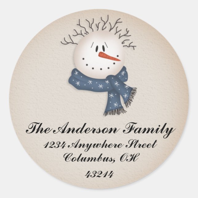 Snowman Head 3 - Christmas Address Labels (Front)