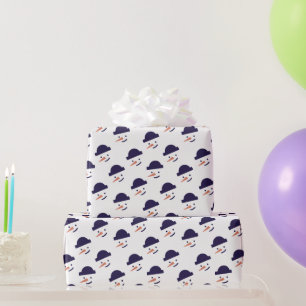 Snowman Head Christmas Holiday Gift Wrapping Paper
