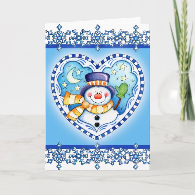 Snowman Heart - Greeting Card (Front)