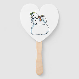 Snowman heart hand fans