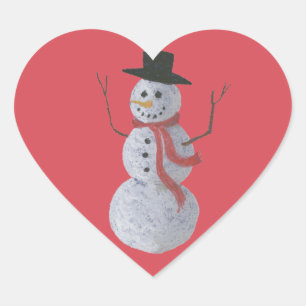 Snowman Heart Sticker