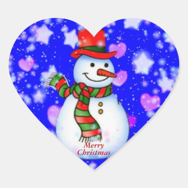 Snowman Heart Sticker (Front)