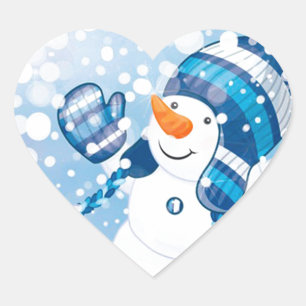 Snowman Heart Sticker