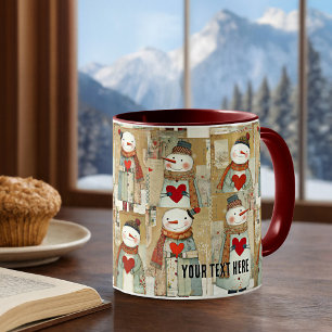 Snowman Hearts Winter Coffee Mug