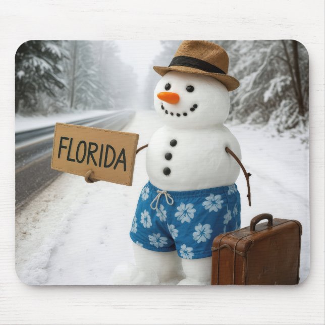 Snowman Hitchhiking to Florida Mouse Mat (Front)