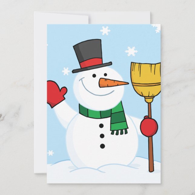 Snowman Holding A Broom Invitations (Front)