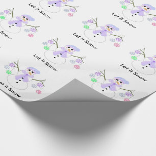 Snowman Holding Snowflakes Wrapping Paper