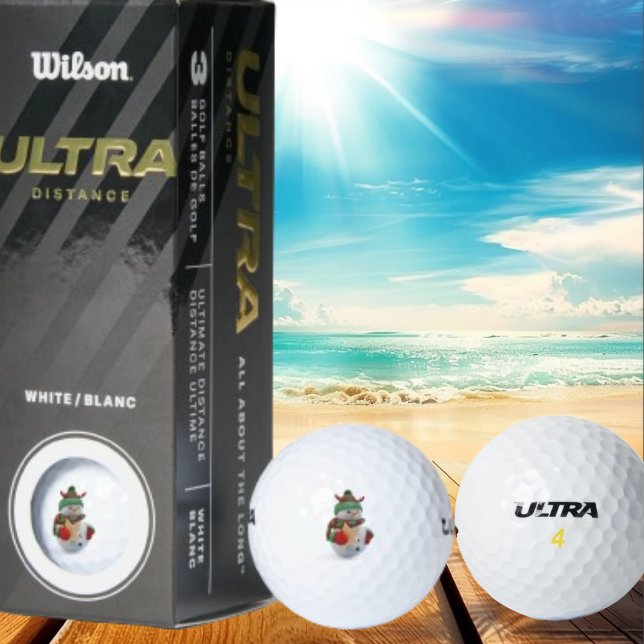 Snowman Holding Stars Golf Ball (Creator Uploaded)