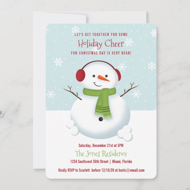 Snowman Holiday Cheer Invitation (Front)
