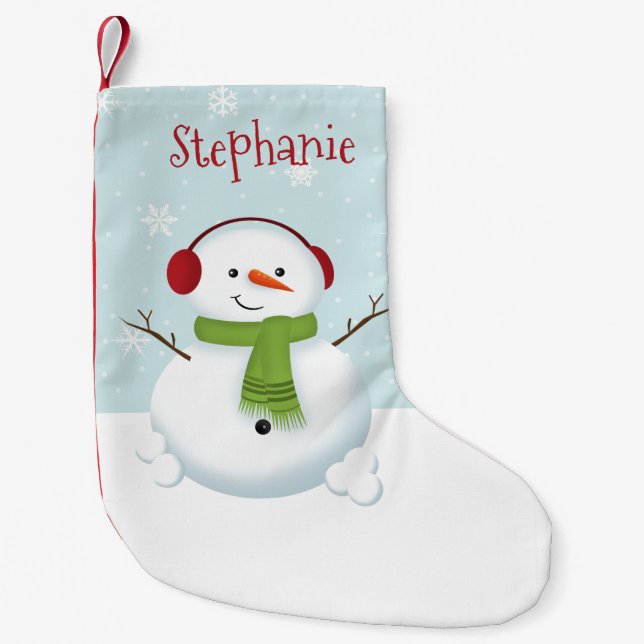 Snowman Holiday Cheer Small Christmas Stocking (Front)