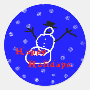 Snowman Holiday Christmas Stickers Round Template