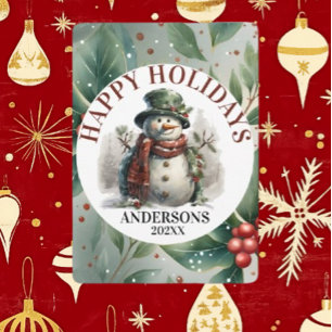 Snowman Holiday Christmas Wishes Card