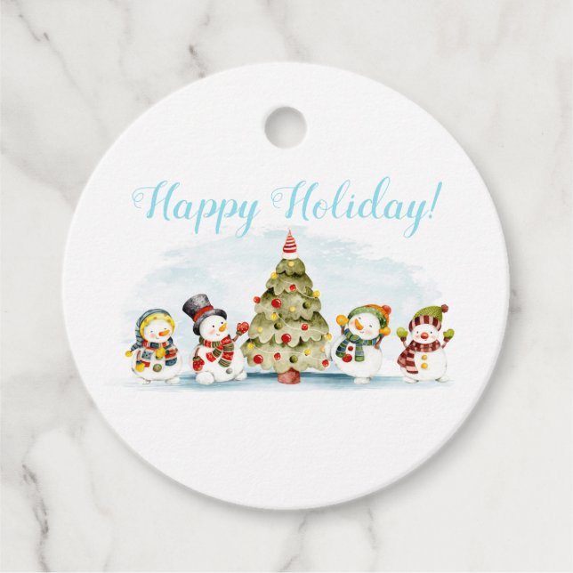 Snowman Holiday Favour Tags (Front)
