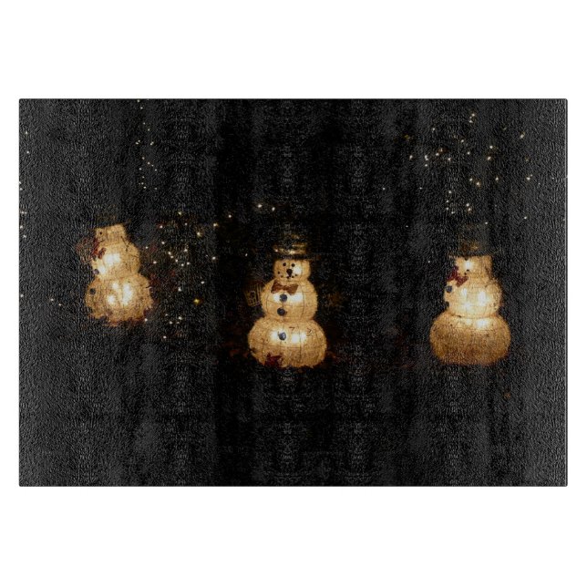 Snowman Holiday Light Display Cutting Board (Front)