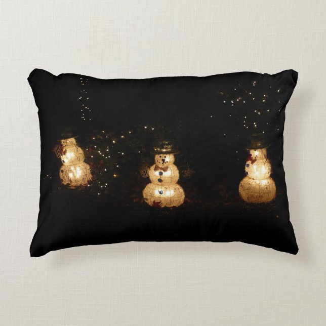 Snowman Holiday Light Display Decorative Cushion (Front)
