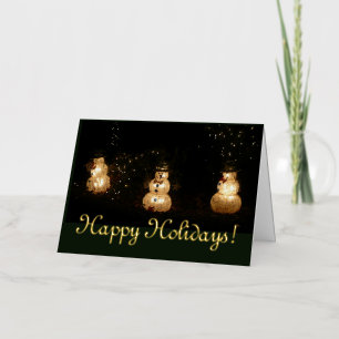 Snowman Holiday Light Display Foil Greeting Card