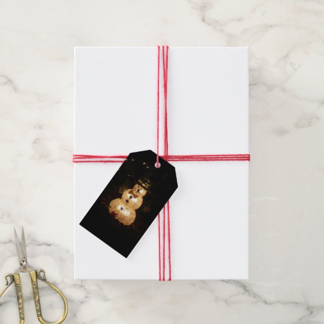 Snowman Holiday Light Display Gift Tags (With Twine)