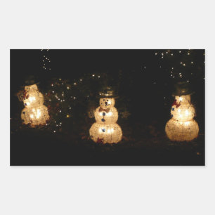 Snowman Holiday Light Display Rectangular Sticker