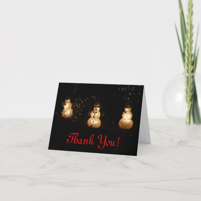 Snowman Holiday Light Display Thank You Card (Front)