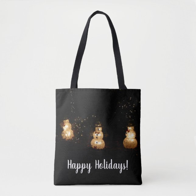Snowman Holiday Light Display Tote Bag (Front)